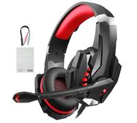PUSOKEI Casque Gaming Filaire Over-Ear 40mm avec Micro Antibruit LED pour