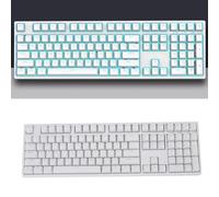 PUSOKEI Clavier de Jeu Mécanique à 3 Modes, Touches de Fil à Fil 108 Touches Bleues Hotlit Swappable avec des Modes de Rétroéclairage Personnalisables, pour Le Jeu PC Taping PC (White)