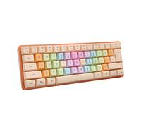 PUSOKEI Clavier de Jeu Mécanique, RVB 61 Touches Clavier Filaire USB Ultra Fin rétroéclairé par LED, Tige en Film, Clavier Mécanique en ABS Durable pour IBM PC, pour Win98SE, XP, Win7/10 (Abricot)