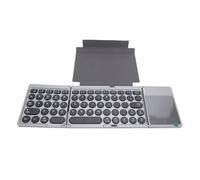 PUSOKEI Clavier Pliable, Clavier sans Fil Pliable avec pavé Tactile et Housse en Cuir PU, pour Tablette, Ordinateur Portable, Smartphone - Connectez jusqu'à 3 Appareils