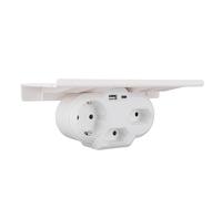 PUSOKEI Extension de Prise Murale avec étagère, 3 Prises CA, Ports de Charge USB et USB C, Multiprise de Protection Contre Les Surtensions pour la Maison et Le Dortoir