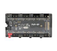 PUSOKEI Hub de Ventilateur PWM + ARGB, contrôleur 2 en 1 avec télécommande, 1 à 8 Ventilateurs multiports, 8 Ports ARGB (5 V 3 Broches), pour Ventilateur de Refroidissement d'ordinateur