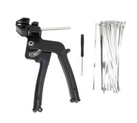 PUSOKEI Kit de Pistolet à Cravate de Câble en Métal, Pistolet à Cravate de Câble en Acier Inoxydable et Attaches de Câbles de 100 Pcs, Idéal pour la Clôture de Liaison à Chaîne, Clôture (BLACK)