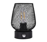 PUSOKEI Lampe de Table sans Fil, Cage Métallique, Alimentée par Batterie, | Gradation continue, décoration intérieure et extérieure, rechargeable 1800 mAh, style steampunk, lumière chaude, lanterne