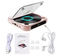 PUSOKEI Lecteur CD Portable avec Deux Haut-parleurs Stéréo, Lecteur CD de Bureau Rechargeable avec Son Stéréo Bluetooth et HiFi, 5 Modes de Lecture, écran LCD, avec écouteurs (Pink)