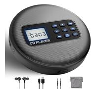PUSOKEI Lecteur CD Portable Bluetooth, Lecteur CD de Bureau Rechargeable avec Deux Haut-parleurs et écouteurs 3,5 Mm, avec écran LCD pour Voiture et Maison