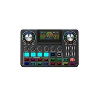 PUSOKEI Mélangeur Audio de Carte Son en Direct, Interface Audio Podcast avec Entrée Micro 3,5 Mm/XLR, Changeur de Voix, Lumières RVB, écran Pliable 3D, Prise en Charge OTG