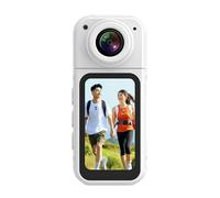 PUSOKEI Mini Body Came CAMERIE, CAMÉE d'action DE GUBLE 2,7K, Lean Rotatif 180 ° et Affichage HD DE 1,47 ", Camonier Portable Portable avec Audio et Vidéo (White)