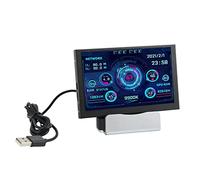 PUSOKEI Mini écran IPS USB 5 Pouces, Moniteur de Température de Données CPU GPU RAM USB C IPS Angle de Vision Complet écran de Capteur PC avec Base et Hub, pour Système Windows