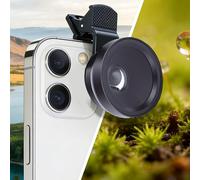 PUSOKEI Objectif D'appareil Photo de Téléphone, Super Grand Angle 0,45x et Macro 12,5X, Kit D'Objectif 2 en 1 pour Téléphone Portable, Objectif de Fixation Professionnel avec Clip pour