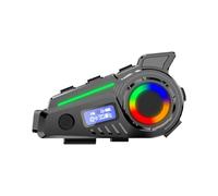 PUSOKEI Oreillette Bluetooth pour Moto, Appareil de Communication pour Casque Bluetooth 6.0, Haut-parleurs avec Lumières RVB pour 2 Motocyclistes