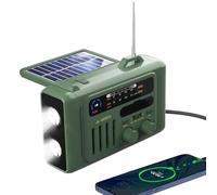 PUSOKEI Radio d'urgence de la Manivelle Solaire, Radio Météo NOAA AM/FM Portable avec Banque d'alimentation de 8000mAh, Charge USB C, Haut-Parleur, Lampe de Poche LED, Lampe de (Od Green)