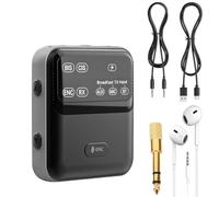 PUSOKEI Récepteur de L'émetteur Bluetooth 6.0, Support AUX Mic Broadcast TX Entrée, Réduction du Bruit ENC et Mute, pour Les Cours Guided Tours 3,5 Mm