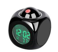 PUSOKEI Réveil à Projection Numérique pour Chambre à Coucher, Plafond ou Mur, écran LCD rétroéClairé Clair, Alimentation par Piles AAA ou Câble USB, Affichage de la température. (Black)