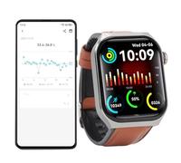 PUSOKEI Smart Watch pour Les Hommes Hommes, 2,1 Pouces LCD Tac à écran Tactile 5.3 IP67 Sleep Sleep Tracking SOS Call 52 Modes Sports, avec Bracelet en Cuir