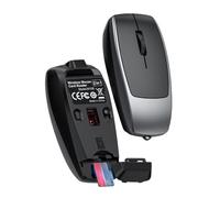 PUSOKEI Souris Bluetooth sans Fil + Lecteur de Carte TF, Rechargeable, Design Compact, Souris Optique de Voyage USB Ergonomique Portable pour Professionnels Mobiles