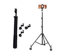 PUSOKEI Support D'éclairage Lourd avec roulettes, Tripod Léger de la Photographie Télescopique avec Roues, Support de Plancher à Roues pour Le Téléphone et la Caméra