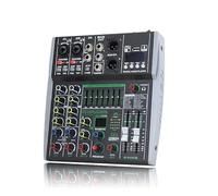 PUSOKEI Table de Mixage Audio 4 Canaux avec Bluetooth, Console de Mixage DJ Professionnelle, Effet 99, égaliseur 7 Bandes, Entrée MP3 USB Bluetooth, pour Enregistrement en Direct (Prise UE)