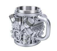 PUSOKEI Tasse à café Moteur 3D Unique en Acier Inoxydable avec Poignée Ergonomique pour les Amateurs de Voitures (V6)