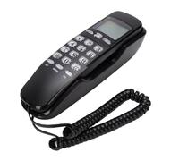 PUSOKEI Téléphone Filaire Mural, Téléphone Fixe Rétro avec Système D'identification de L'appelant DTMF/FSK et écran LCD, Recomposition, Contrôle du Volume, Filaire de Ba (Noir)