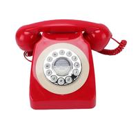 PUSOKEI Téléphone Fixe Rétro avec Fonction de Recomposition, Commutateur de Volume de Sonnerie, Gros Boutons, Téléphone de Bureau Filaire Vintage pour Maison, école, Bureau (Rouge)