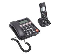 PUSOKEI Téléphone sans Fil Filaire, Haut-Parleur Duplex Intégral avec Identification de L'appelant/Appel en Attente et Clavier rétroéclairé, écran LCD 3,0 Pouces, Contrôle du Volume, (Black)