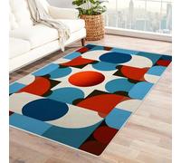 PUSRDEO Tapis Abstrait aux Tons Vibrants Géométrie pour Pièces Vie, Bureau, Cuisine, Résistant Usure, Lavable(Noir)-60x90cm