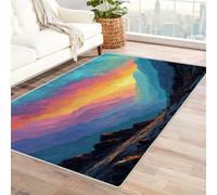 PUSRDEO Tapis Abstrait aux Tons Vibrants Vallée pour Séjour, Bureau, Cuisine, Antidérapant, Facile Laver(Bleu)-180x270cm