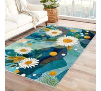 PUSRDEO Tapis Art Botanique Macro Motif Symétrique ChrysanthèMe Épais Doux pour Salon Coin Lecture Pièce De Vie Décoration Moderne(Pourpre)-150x180cm