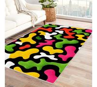 PUSRDEO Tapis d'art aux Motifs Non Figuratifs Caricature Tapis Intérieur, Cuisine, Salle De Bain, Pile Courte, Durable, Entretien Simple(Noir)-240x300cm