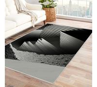 PUSRDEO Tapis d'art Contemporain aux Couleurs Vives Montagne De Pierre Doux Au Toucher pour Zone Méditation Bibliothèque Décoration(Black)-180x270cm