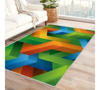 PUSRDEO Tapis d'Intérieur aux Couleurs Éclatantes Géométrie Tapis Intérieur, Salon, Bureau, Pile Basse, Facile Entretenir(Blanc)-150x240cm