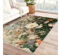 PUSRDEO Tapis Fantaisie Végétal Symétrique Numérique Fleurs pour Pièces Vie, Bureau, Cuisine, Résistant Usure, Lavable(Bleu)-180x270cm