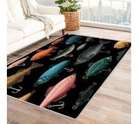 PUSRDEO Tapis Fantastique Micro Plantes Design AppâT pour Salle À Manger, Entrée, Bureau, Lavable, Longue Vie(Noir)-60x90cm