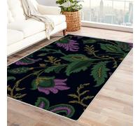 PUSRDEO Tapis Macro Motif Plantes Fantastique Floral Doux Au Toucher pour Zone Méditation Bibliothèque Décoration(Pourpre)-150x180cm
