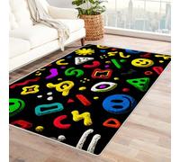 PUSRDEO Tapis Minimaliste aux Lignes Artistiques Caricature Tapis D'Intérieur, Cuisine, Entrée, Dos Caoutchouc, Résistant, Facile Nettoyer(Noir)-90x120cm