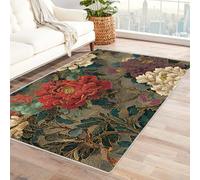 PUSRDEO Tapis Moderne à Imprimé Fleuri et Artistique Fleur pour Zones Passantes, Entrée, Bureau, Facile Nettoyer, Respirant(Multicolore)-210x270cm