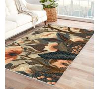 PUSRDEO Tapis Moderne à Imprimé Fleuri et Artistique géométrie pour Zones Passantes, Salon, Bureau, Lavable, Séchage Rapide, Solide(Jaune)-90x120cm