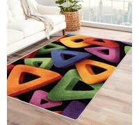 PUSRDEO Tapis Motif Géométrique Plantes Macro GéOméTrie Usage Intérieur, Cuisine, Bureau, Antidérapant, Facile Nettoyer, Dense(Multicolore)-150x210cm