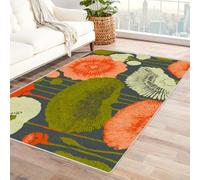 PUSRDEO Tapis Motif Symétrique Flore Digital Fleurs pour Chambre, Bureau, Cuisine, Anti-Dérapant, Pile Basse, Longue Durée(Vert)-210x270cm