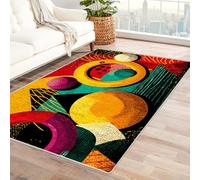 PUSRDEO Tapis Multicolore au Design Abstrait Géométrie pour Zones Fréquentées, Couloir, Bureau, Non Pelucheux, Résistant(Multicolore)-180x240cm