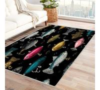 PUSRDEO Tapis Numérique Motif Végétal Symétrique AppâT Usage Bureau, Cuisine, Couloir, Antiglisse, Facile Entretien(Noir)-210x270cm