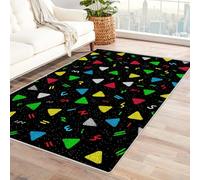 PUSRDEO Tapis Symétrique Art Botanique Digital GéOméTrie pour Entrée, Bureau, Salon, Dos Antidérapant, Résistant Taches, Confortable(Noir)-120x180cm