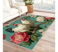 PUSRDEO Tapis Symétrique Art Botanique Digital Poissons Morts Épais Doux pour Salon Coin Lecture Pièce De Vie Décoration Moderne(Noir)-120x150cm
