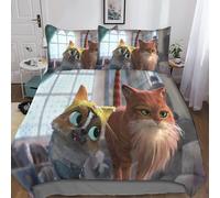 Puss In Boots Cartoon Anime Duvet Set Quilt Bedding Set-Cute Cat Child: Quilt Cover With Pillow For Beddin