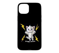 Pussy Power Boulon Foudre rétro Chaton féroce Chat Coque pour iPhone 15 Plus
