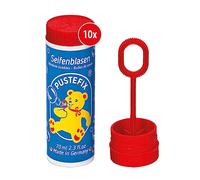 PUSTEFIX Lot de 10 bulles de savon classiques 70 ml I Bubbles colorées fabriquées en Allemagne I Bulles de savon pour mariage, anniversaire d'enfant, bureau civil, fête de mariage I 10 x 70 ml Pack