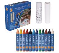 PUSTEFIX Malfix Lot de 12 crayons de cire et 2 rouleaux de peinture