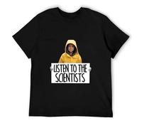 Putain Greta-Thunberg 'Listen to The Scientists' T-Shirt Men's Cotton Shirt Black Navy
