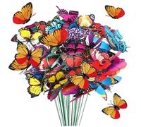 Putains de Papillons 150pcs 9, 8 Pouces Faux Papillons réalistes artificiels avec Connexion de Printemps PVC Papillon décoratif pour Jardin, pelouse, enjeux Jardin